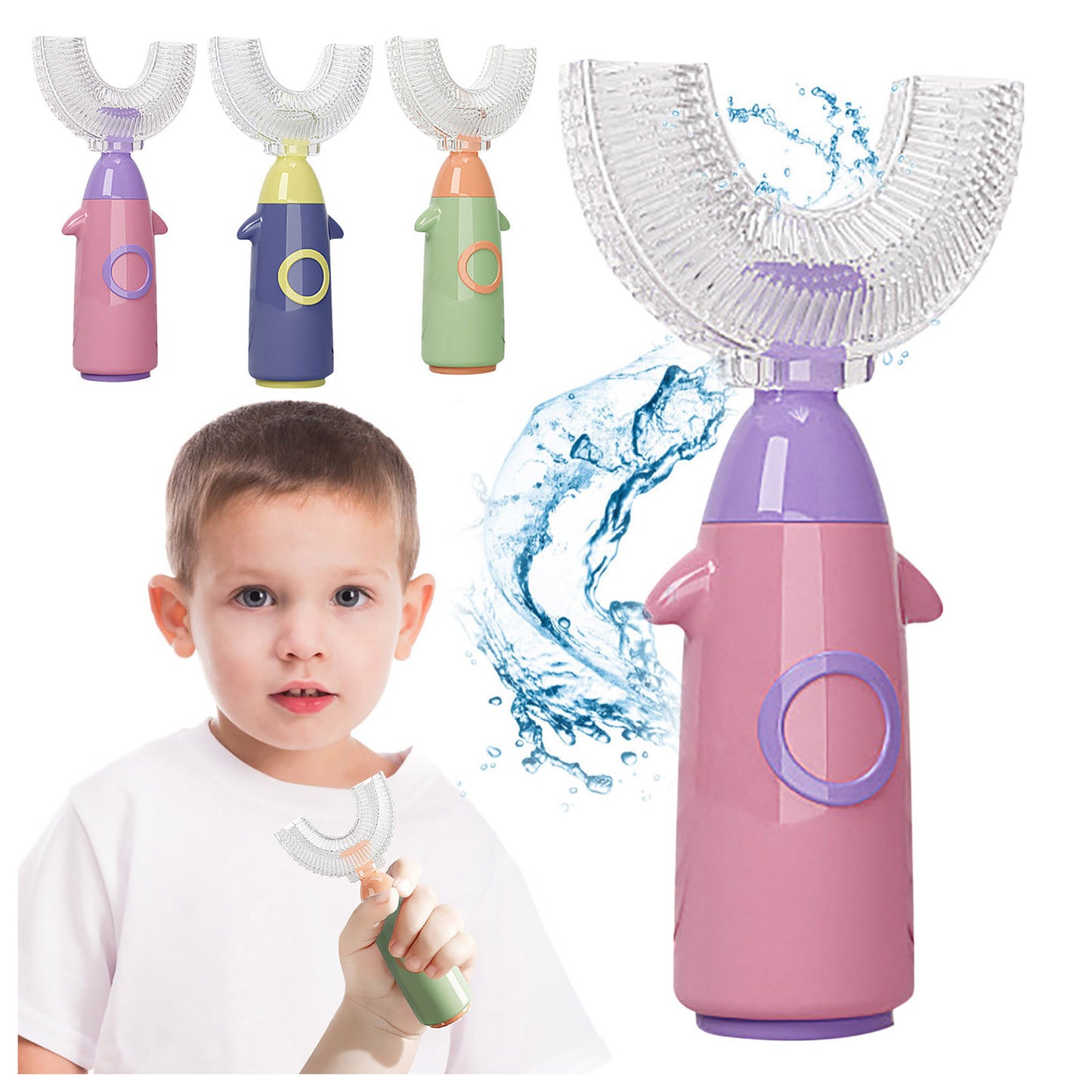 AlevioHealth™ Manual Children's U-shaped Toothbrush Silicone Toothbrush Soft Bristles Mouth Cleaning U-shaped Silicone Manual Children's Toothbrush